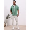 thumbnail image 5 of DARING DIVA Men's Linen Chest Pockets Short Sleeves Button Down  Shirt S Green, 5 of 7