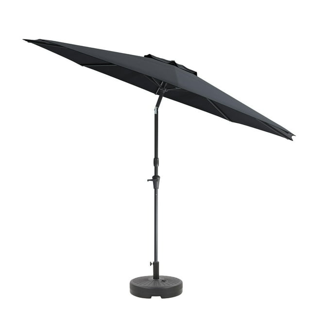 CorLiving 10ft Wind Resistant Tilting Patio Umbrella with Aluminum & Steel Frame & Round Base
