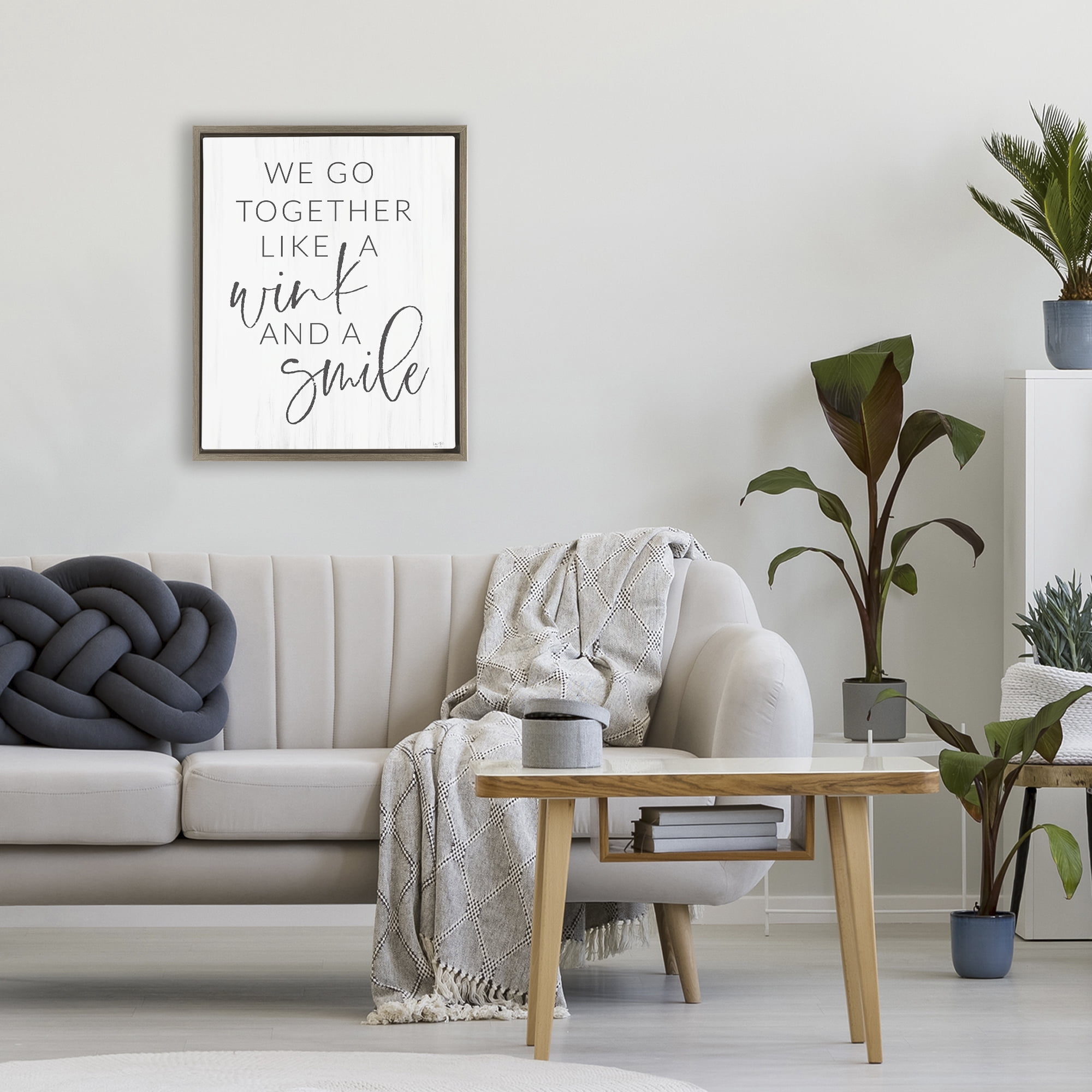 Stupell Industries Go Together Like Wink & Smile Brown Framed Floater Canvas Wall Art, design by Lux + Me Designs
