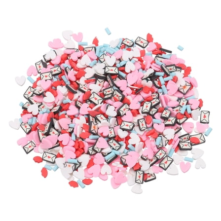 Fake Sprinkles, 30G Heart Envelope Resin Faux Sprinkles Fake Candy Sugar Polymer Clay Slices for Nail Art, Pink/White/Light Blue/Red