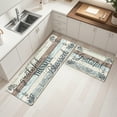 thumbnail image 5 of MeyJey Farmhouse Kitchen Rug Set of 2, Non-Slip Anti-Fatigue Waterproof Cushioned Mat for Kitchen, Dining & Laundry Room, 18"x30"+18"x48" Teal/Brown/Beige, 5 of 13