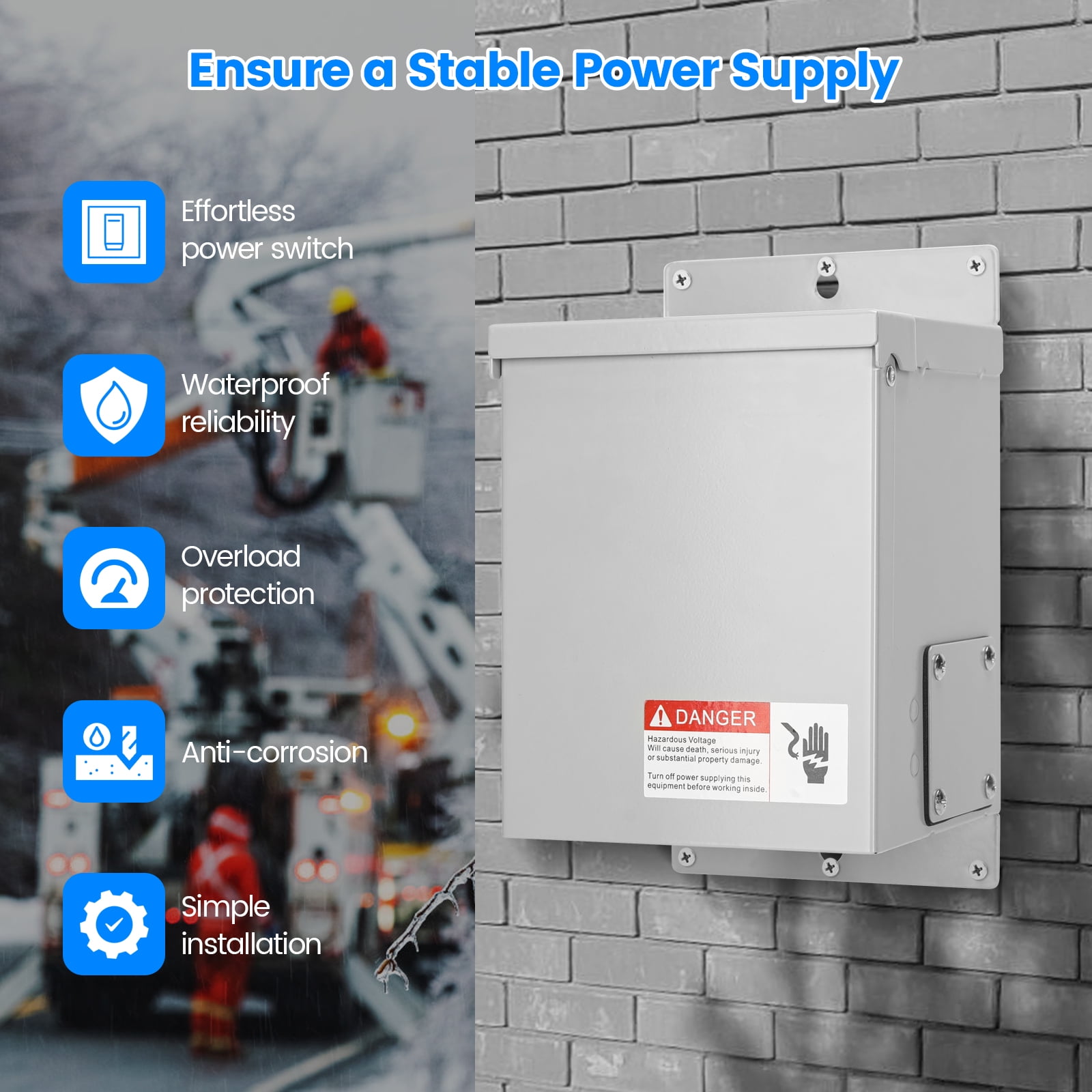Briidea 15 Amp 120V Steel Generator Manual Transfer Switch with Circuit Breaker