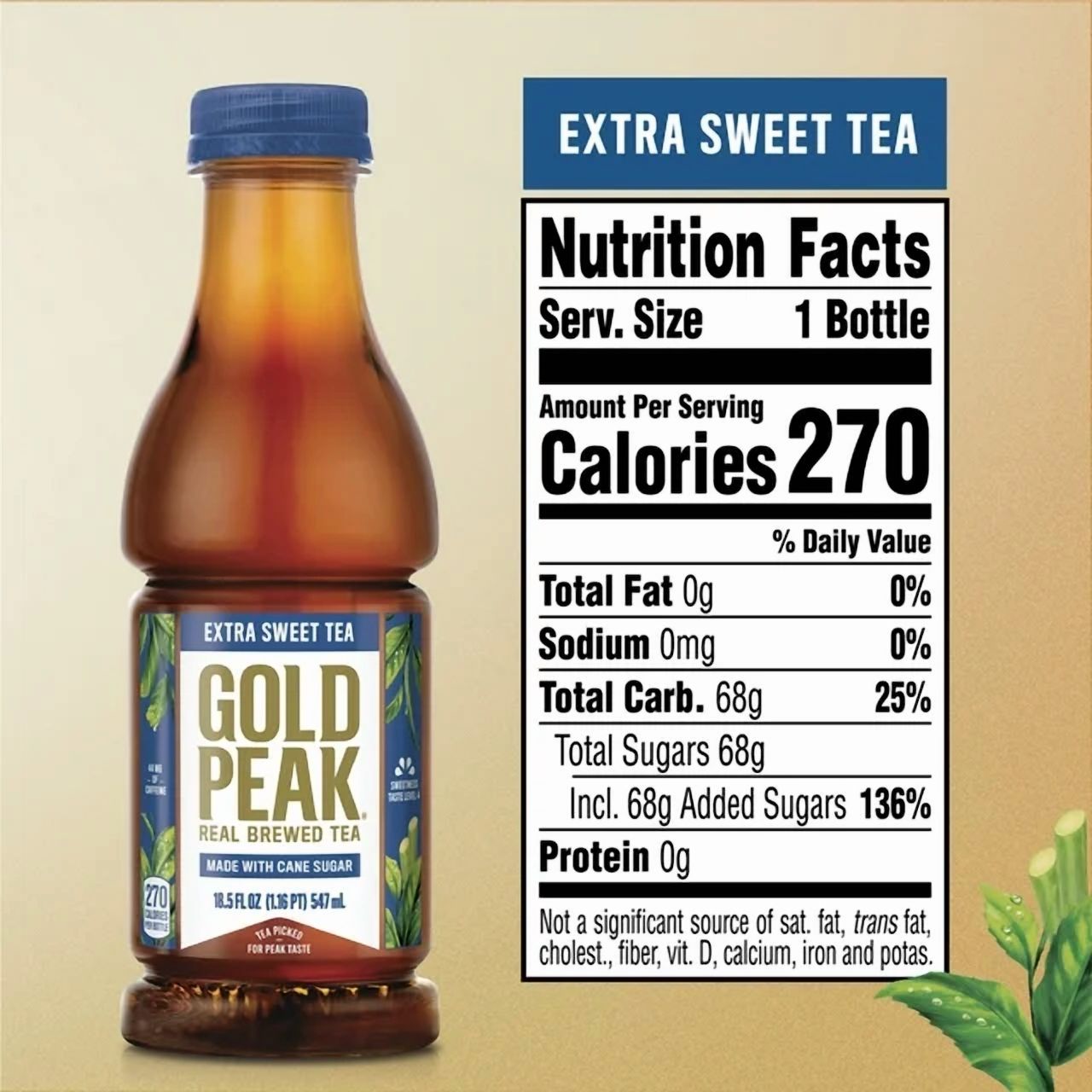Gold Peak Extra Sweet Tea, 18.5 Oz Bottle - 24 Pack
