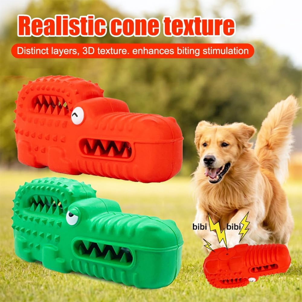 CATPAN Dog Chew Toy,Rubber Alligator Interactive Dog Toy for Puppies Small Medium Large Dogs Teething