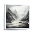 thumbnail image 2 of Designart "Monochrome Mountain Stream Mystery" Landscape River Cave Floater Framed Canvas Wall Art, 2 of 5