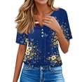 thumbnail image 4 of Women’s Short Sleeve V Neck Top with Butterfly and Star Print Casual Loose Fit T Shirt for Everyday Wear Lightweight Pullover Blouse Multicolor M, 4 of 7