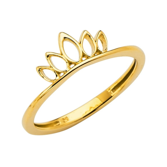 Solid 14k Gold Round Cubic Zirconia Yellow Ring Crown Band Size 8.5