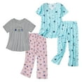 thumbnail image 4 of Zando 2 Pack Womens Pajama Set 2 Piece Cotton Summer Pajamas PJs Soft Comfy Capris Pants for Ladies Grey Pink Cups & Green Star M, 4 of 6