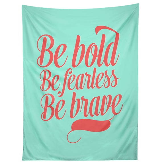 Society6 Allyson Johnson Bold And Brave Unframed Tapestry Wall Art, 60" x 80", Typography, Glam, Motivational, Portrait Orientation Large Wall Hanging Blanket Home Decor
