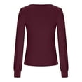 thumbnail image 5 of Lilgiuy Women's Fashion Casual Long Sleeve Comfortable Solid Color Sweatshirt V-Neck Tops Blouse for Women Trendy Going Out, 5 of 5
