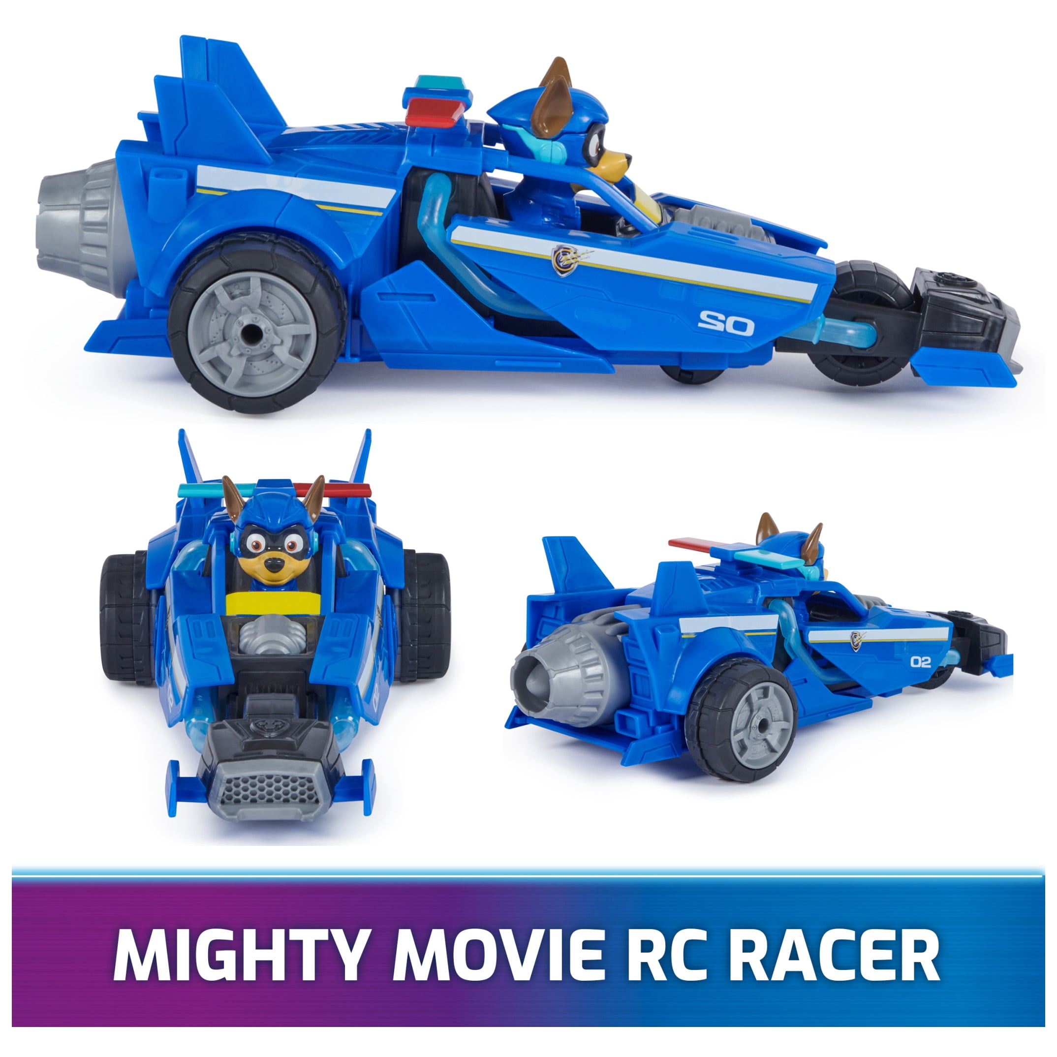 PAW Patrol: The Mighty Movie, Remote Control Car with Molded Mighty Pups Chase, Kids Toys for Boys & Girls 3+