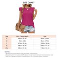 thumbnail image 2 of Camiseta sin mangas con cuello redondo de verano para mujer, manga casquillo, color liso, ojales, blusa informal fruncida, Rojo S, 2 of 2