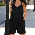 thumbnail image 1 of Wensltd Combinaison d'Été Décontractée Ample pour Femmes Sans Manches Bretelles Spaghetti Shorts Salopettes, 1 of 7