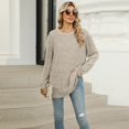 thumbnail image 3 of SWSMCLT Women's Soft Top Long Sleeve Sweater Warm Holiday Knit Winter Fall Fashion Tunic Top Spandex Crewneck Apricot X-Large, 3 of 5