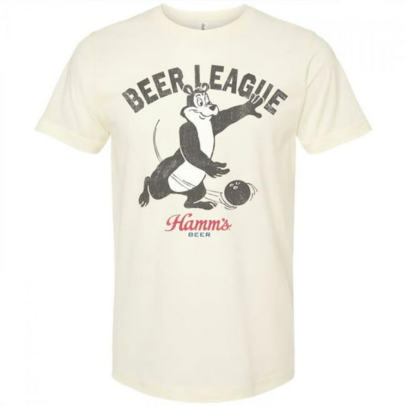 Hamms 886803-large Hamms Beer League Bowling T-Shirt, Beige - Large