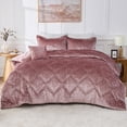 thumbnail image 3 of Regency Heights Twin/Twin XL Size Comforter Sets, Velvet Bedding Comforter Set for All Seasons, Blush Bedding Set with Decor Pillow, 4-Piece, 3 of 8