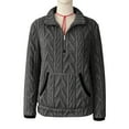 thumbnail image 3 of UTSJKR Quarter Zip Pullover Women Cable Fuzzy Fleece Pullover Sherpa Fall Warm Oversized 3/4 Zip Sweatshirt with Pocket Black XXL, 3 of 3