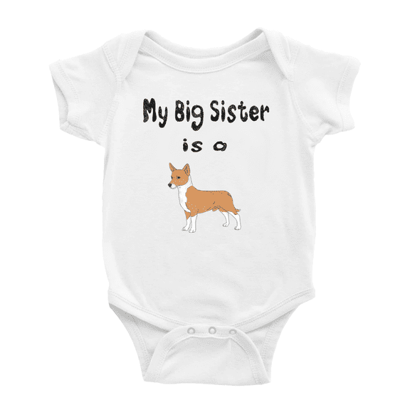 My Big Sister Is A Podengo Portugueso Medio Dog Cute Baby Clothing Bodysuits Unisex