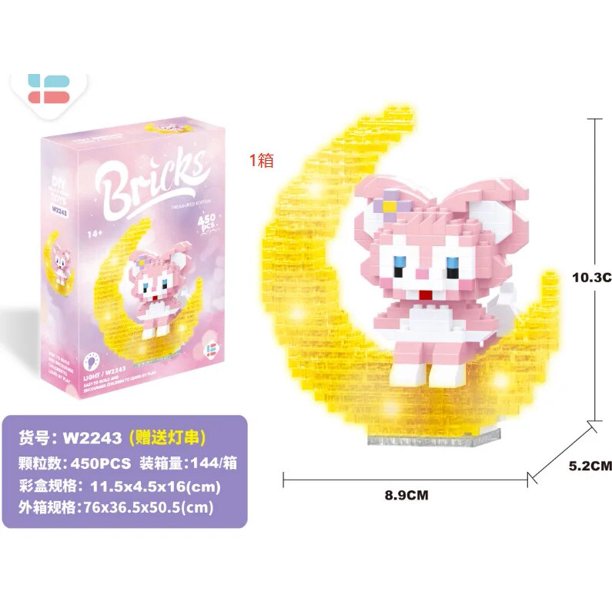 Sanrio-Micro bloques de construcción con luz Kuromi Melody, Hello Kitty, Stitch, juguetes compatibles con Lego, juguete educativo, regalo para niños