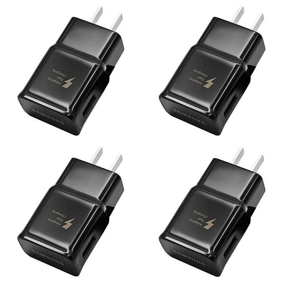 4-Pack New OEM Samsung fast Adaptive Wall Charger for Galaxy S7 S6 Note 5 4 Edge EP-TA20JWS / ECB-DU4EWE For Samsung Galaxy S6 Edge S7 Edge S8 S8  S9 S9  Note 8 9 - Black
