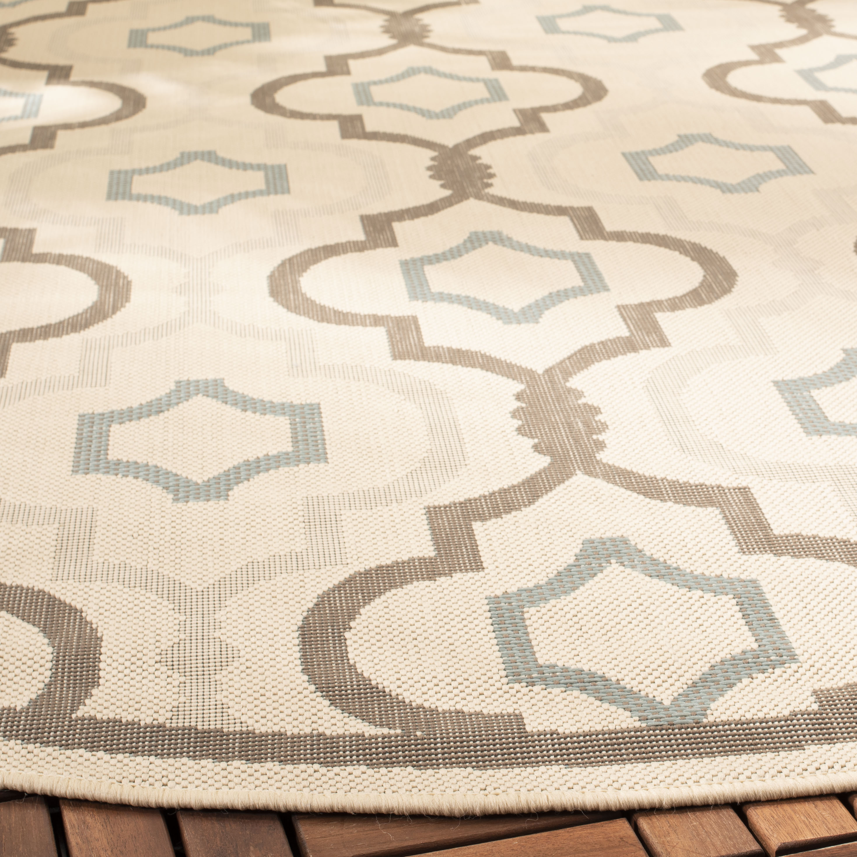 Safavieh Courtyard Bayon Geometric Indoor/Outdoor Area Rug, Beige/Dark Beige, 6'7" x 6'7" Round