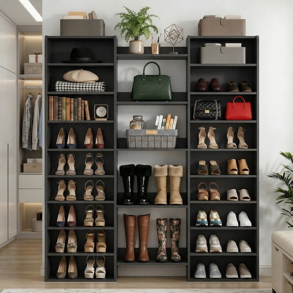 Homieasy 14-Tier Shoe Organizer - Holds 46  Pairs, 22-Cubby Space-Saving Shoe Cabinet for Entryway, Hallway, Bedroom,Black