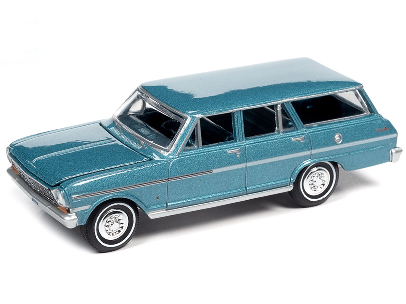 2021 Auto World - 1963 Chevy II Nova 400 Wagon (Blue) AW64312-2B4