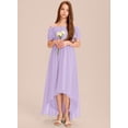 thumbnail image 5 of Drtj Kids Junior Bridesmaid Off Shoulder Dresses Asymmetrical Chiffon Flower Girls Party Pageant Gown, 5 of 6
