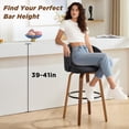 thumbnail image 3 of Fahomiss 28" Swivel Bar Stools with Back Set of 6, Leather Farmhouse Bar Height Stools, Black, 3 of 10