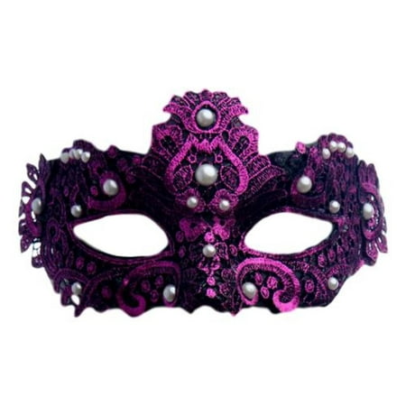 Brocade Pearl - Purple Pearl Macrame Brocade Lace Masquerade Mardi Gras Mask