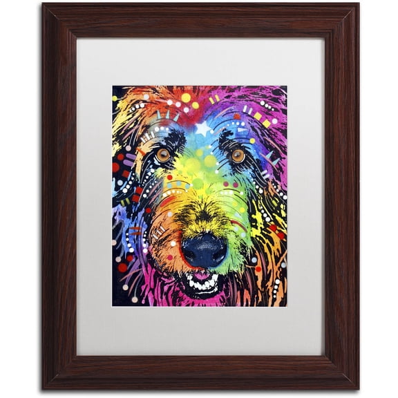 Trademark Fine Art "Irish Wolfhound" Canvas Art by Dean Russo, White Matte, Wood Frame