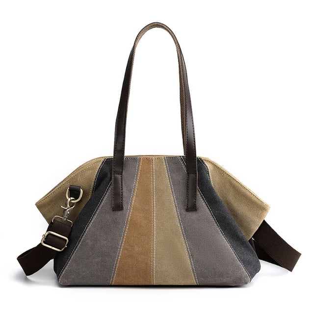 Bolso de hombro vintage de lona para mujer, bolso de mano grande tipo hobo para uso diario con múltiples bolsillos y asa superior para el trabajo