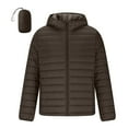 thumbnail image 3 of Mens Quilted Packable Puffer Jacket Lightweight Winter Warm Hooded Coat Windproof Zipper Up Jacket with Pockets, 3 of 6