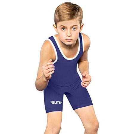 Elite Sports Kids Wrestling Youth Singlet, Standard Boys Wrestling Singlets (Navy, Large)