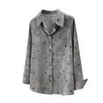 thumbnail image 6 of Women Lapel Collar Shirt, Fashion Heart Print Long Sleeve Button Down Tops, Loose Fits Versatile Blouses with Pockets，Gray,XL, 6 of 7