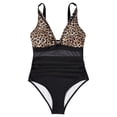 thumbnail image 2 of Joernso Women Summer One-Piece Swimsuit Sexy Deep V-Neck Backless Swimwear Mesh Stitching Patchwork Color Monokini Beachwear, 2 of 8
