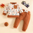 thumbnail image 2 of NOLDARES Toddler Infant Baby Boy Outfits Long Sleeve Crewneck Tee Casual Joggers Pants 2pcs Fall Winter Clothes Clothing Set(Brown,2-3 Y), 2 of 7