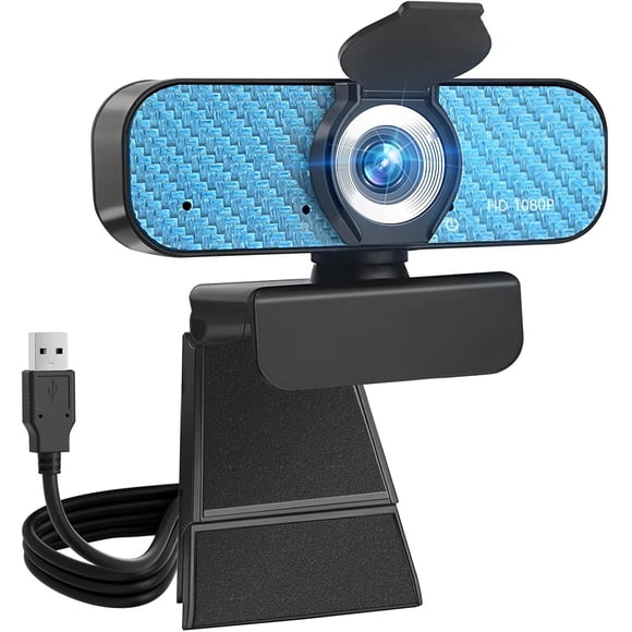 Webcam 1080p, Built-in Microphone/Privacy Cover, Plug and USB Computer Camera, Wide Angle, Streaming Web Camera for Desktop Computer/PC for Laptop Zoom Conference(No Tripod)
