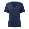 thumbnail image 6 of Women Summer Tops Womens Tops Dressy Casual V Neck Short Sleeve Shirts Loose T Shirts Trendy Tunic Blouses Comfy Long Sleeve for Women And Blouses for Loose Graphic Tee Extra Small Long Blue S, 6 of 7