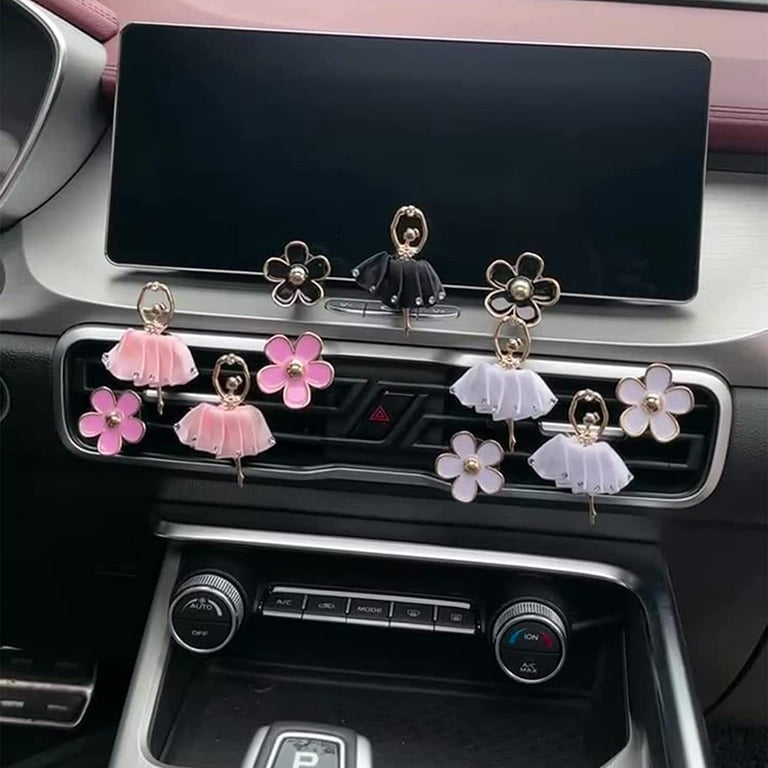 Daisy Flowers Ballet Girls Cute Car Air Fresheners Air Vent Clips Air  Conditioner Outlet Clips Car Accessories Interior Aesthetic Car Decoration  for Women Girls (White) 