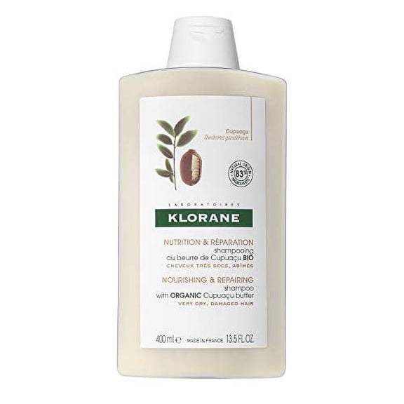 Klorane Shampoo with Organic Cupuaçu Butter, Nourishing & Repairing for Very Dry Damaged Hair, SLS/SLES-Free, Biodegradable, 13.5 fl. oz.