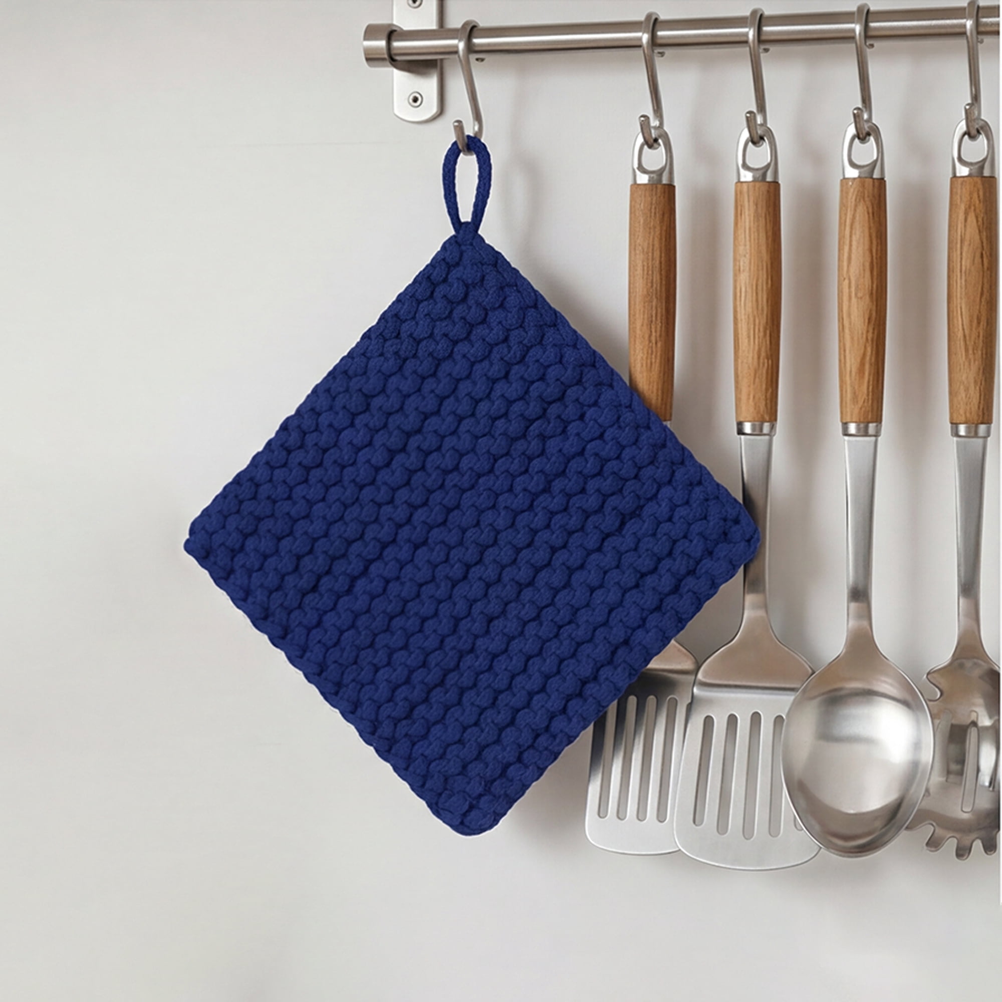 Unique Bargains Pot Holders Heat Resistant Non Slip Hot Pads Dark Blue 7.5*7.5in