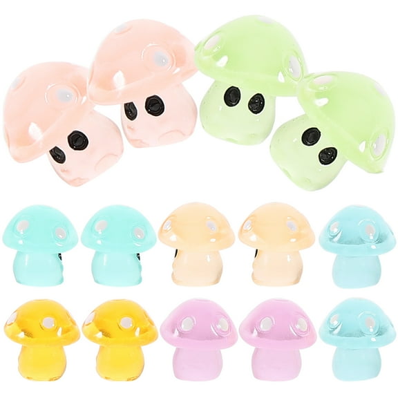 SOPOTUTU Garden Mushroom Sculpture Resin Pale Yellow 14Pcs