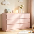 thumbnail image 4 of Ktaxon 6 Drawer Double Dresser Wood Dresser Storage Cabinet Drawer Organizer Chest Of Drawers, Pink, 4 of 7