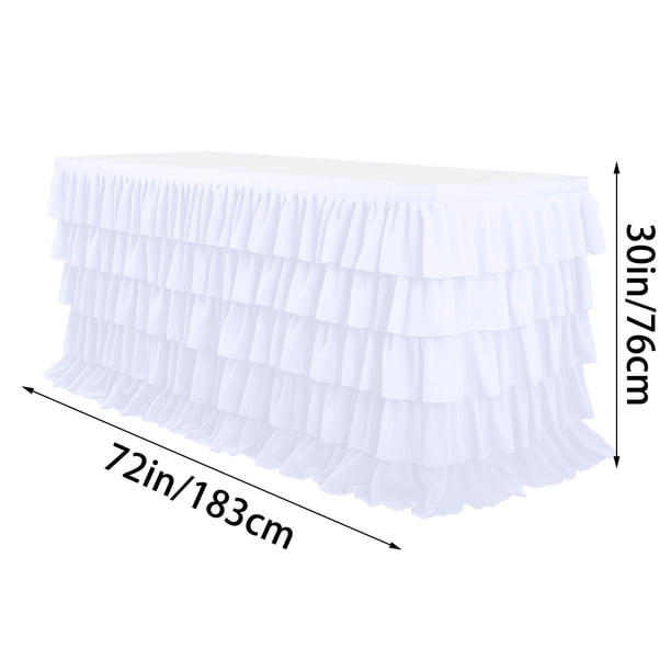 Mantel plisado de 5 capas, 1,8 m, para fiestas, banquetes, mantel con volantes multicapa, tela lavable, decoración para mesas de diferentes formas.