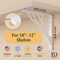 thumbnail image 3 of Rustic Tree Shelf L Brackets by Balin Designs (Black) for 10 inch -12 inch Shelves - Heavy-Duty Decorative Metal Mantel Bracket Supports - Easy Installation with Included Hardware - Set of 4, 3 of 8