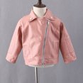thumbnail image 6 of xaoyunyn Toddler Short Leather Jacket Fall Winter Trendy Solid Color Zip-Up Outerwear for Going Out, 6 of 6