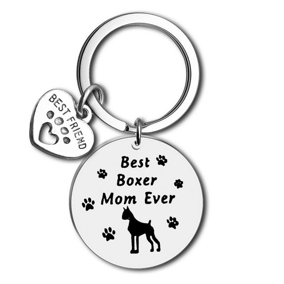 Dog Owner Gifts Best Boxer Mom Ever Keychain Boxers Lover Gift for Women Boxers Owner Gifts Boston Terrier Gifts Pet Shelter Rescue Dog Adoption Gift Christmas Birthday Gift Boxer Dog Keychain