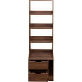 thumbnail image 3 of 58" Tall Nightstand with Bookshelf Walnut Night Stand with 2 Storage Drawers for Bedroom, Modern Bedside Table Storage Cabinet Bookcase for Living Room Apartment, 3 of 7