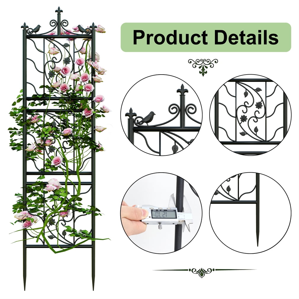 Wisfor 2Pack Thicken Iron Garden Trellis Climbing Plants Trellis Fence Outdoor Garden Backyard Decoration, 67.7x19.7inch